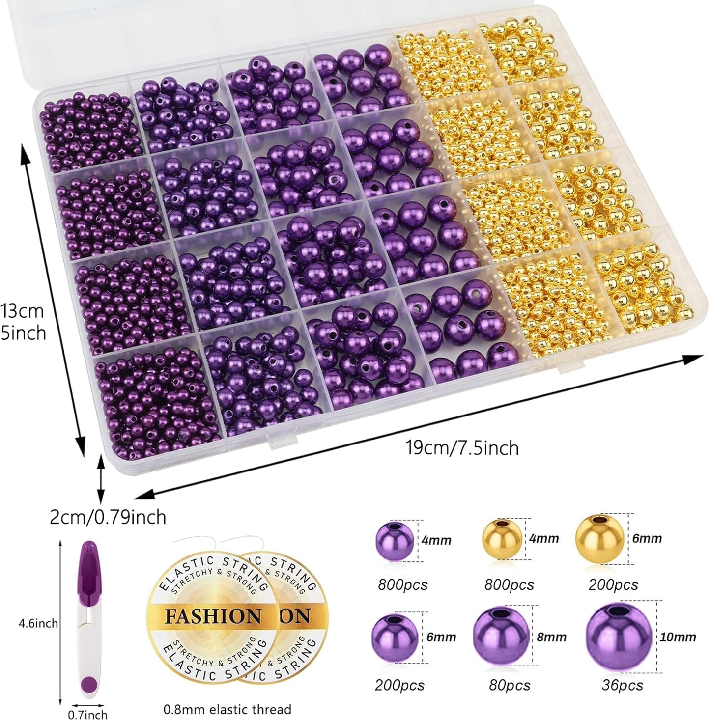 Hpebl 2136PCS Beads for Bracelets Pearl Bracelet Making Kit Friendship Bracelet Kits Bracelet Bead Kits Small Pearl Bead and Gold Beads Beading Kit for Bracelets Jewelry Making Kit