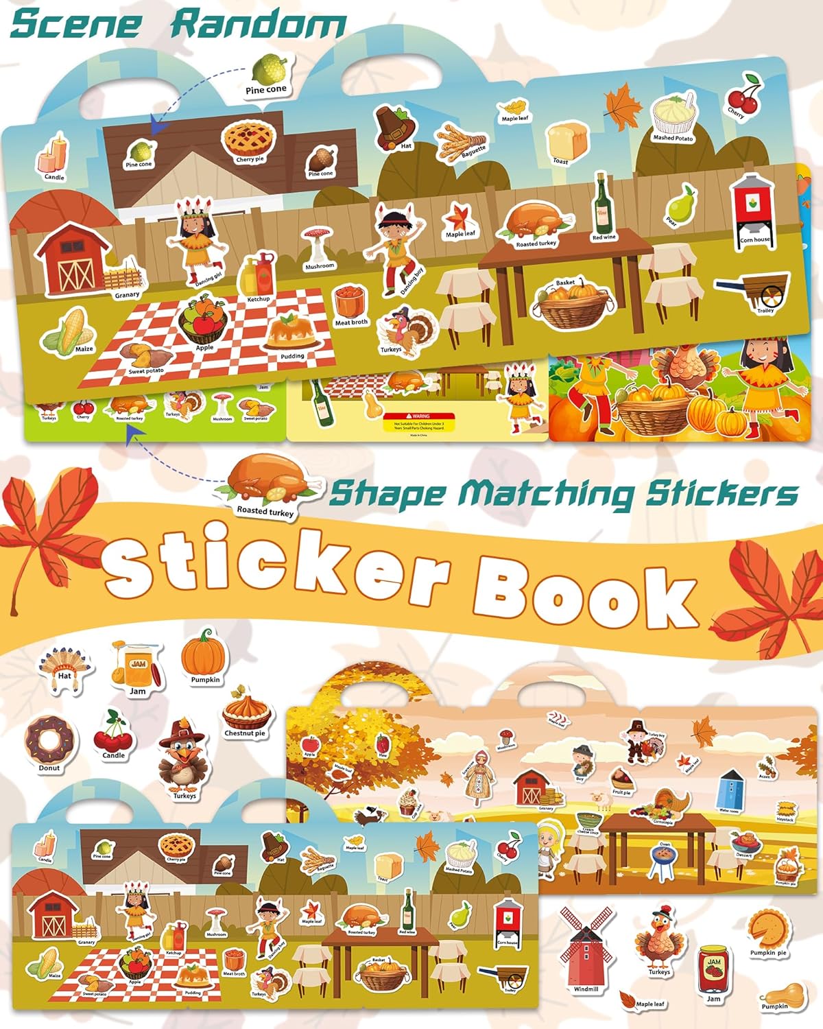 Walenced Reusable Sticker Book for Toddlers, Stickers for Kids, Toddler Sticker Book, Toddler Craft Activities, Toddler Travel Toys Ages 3 and Up Boy Girl Birthday Gifts