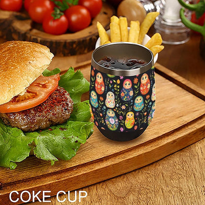 Russian Nesting Dolls Flowers Insulated Cups & Mugs 12 Oz Double-Wall Coffee Cup with Lids Drinks Tumbler for Women Men