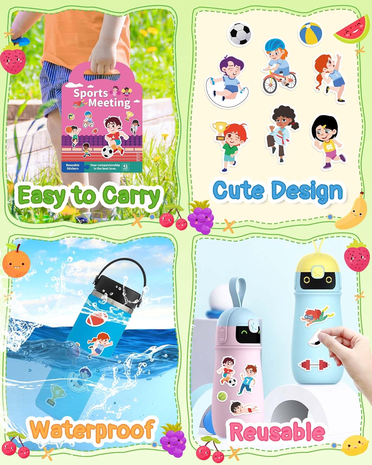 Benresive Reusable Sticker Books for Toddlers, Fun Travel Stickers for Kids, Toddler Sticker Book, Crafts Activities for Toddlers, 3 and Up Birthady Gifts - Vehicle