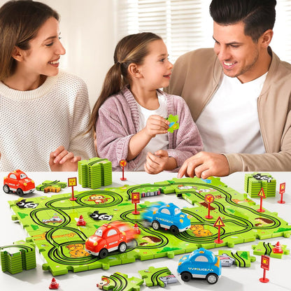 Beby Buty 64PCS Puzzle Track Car Set Toys for Kids Boys, Toddler Toys Gifts for 3 4 5 Year Old, Floor Puzzle Tracks Car for Boys Ages 3-5 4-6, for 3 4 5 6 Year Old