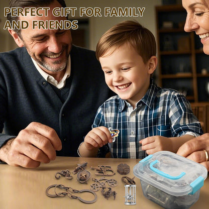 12Pcs Brain Teaser Puzzles for Adults and Teens, 3D Metal Puzzle Set with Various Difficulty Levels, IQ Logic Challenge Disentanglement Game, Fun Handheld Brain Teasers for Focus, Gifts for Boys Girls