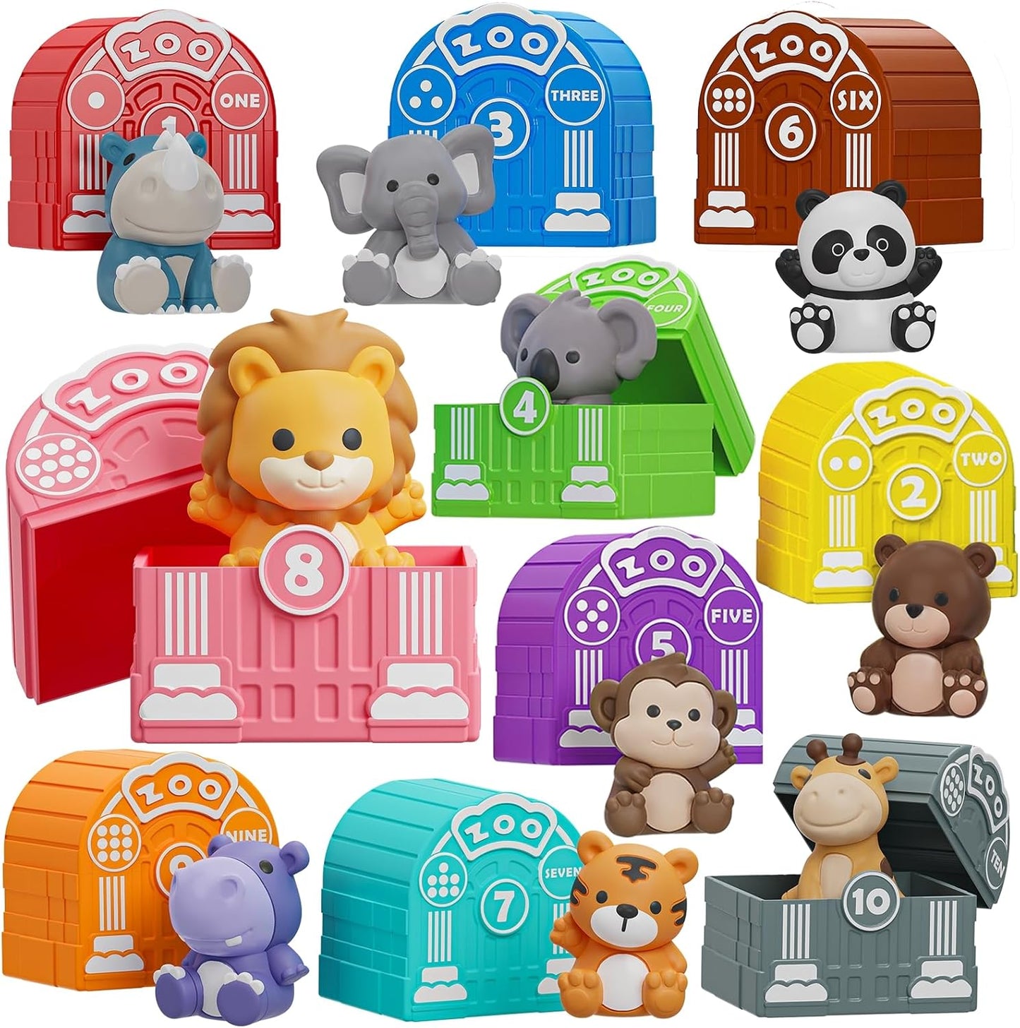Learning Toy for Toddlers 1 2 3 Year Old, 10 Farm Animal Toys & 10 Barns, Counting, Matching & Sorting Montessori Educational Sensory Toys, Christmas Birthday Easter Gift for Baby Boy Girl 1-3