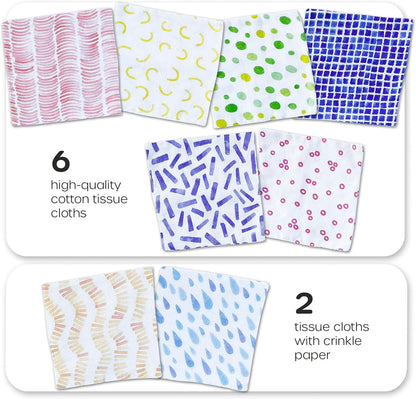 Quiggly Soft Fabric Tissue Box Toy for Babies- Montessori Sensory Development Toy for 6-12 Month Olds - 100% Cotton, Crinkle Tissues, Ribbon Details, Safety Mirror- Ideal for Infant Gross Motor Skills