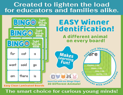 Bright Seed Sight Words Bingo Game for Kindergarten, Learn to Read Sight Word Cards, Word Games for Kids Ages 4-8, Bingo Sight Words Level 3&4, Laminated for Easy Clean