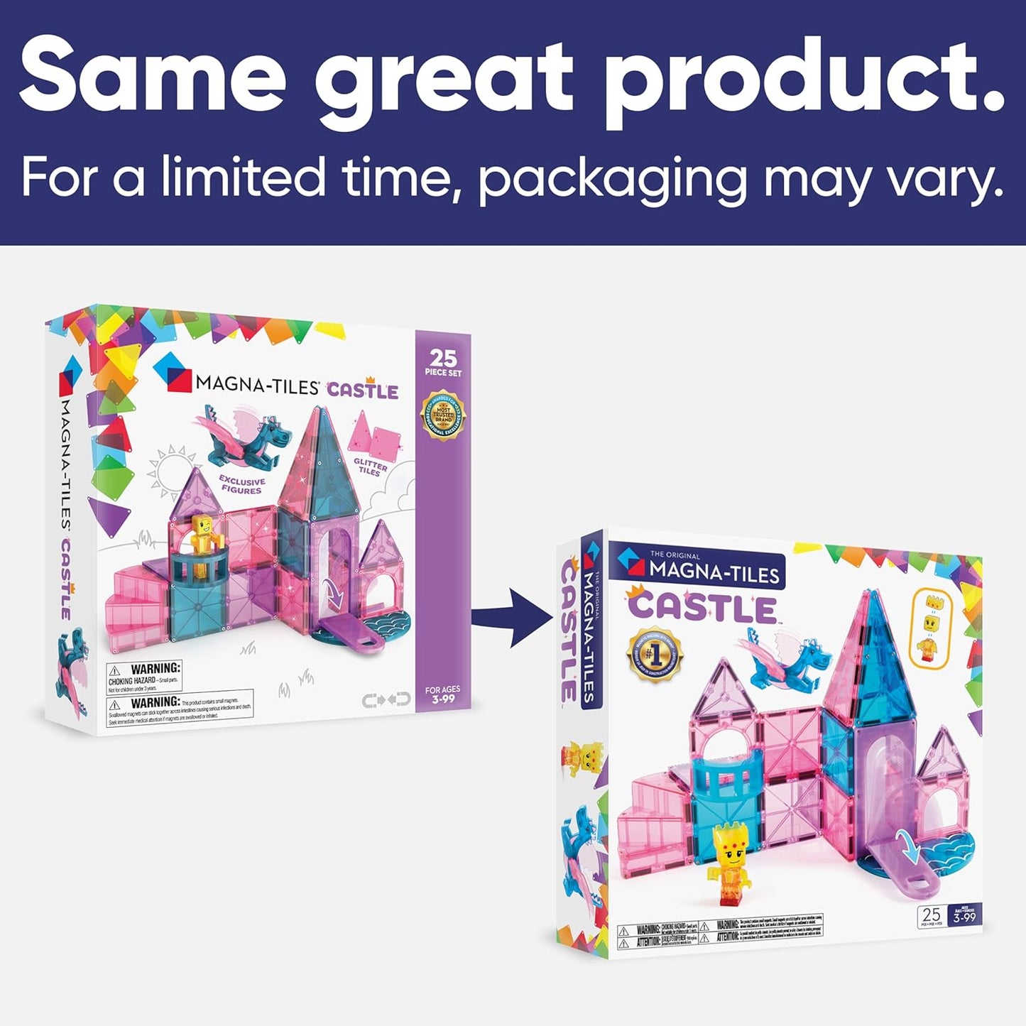 Magna-Tiles Castle 25-Piece Magnetic Construction Set, The Original Magnetic Building Brand