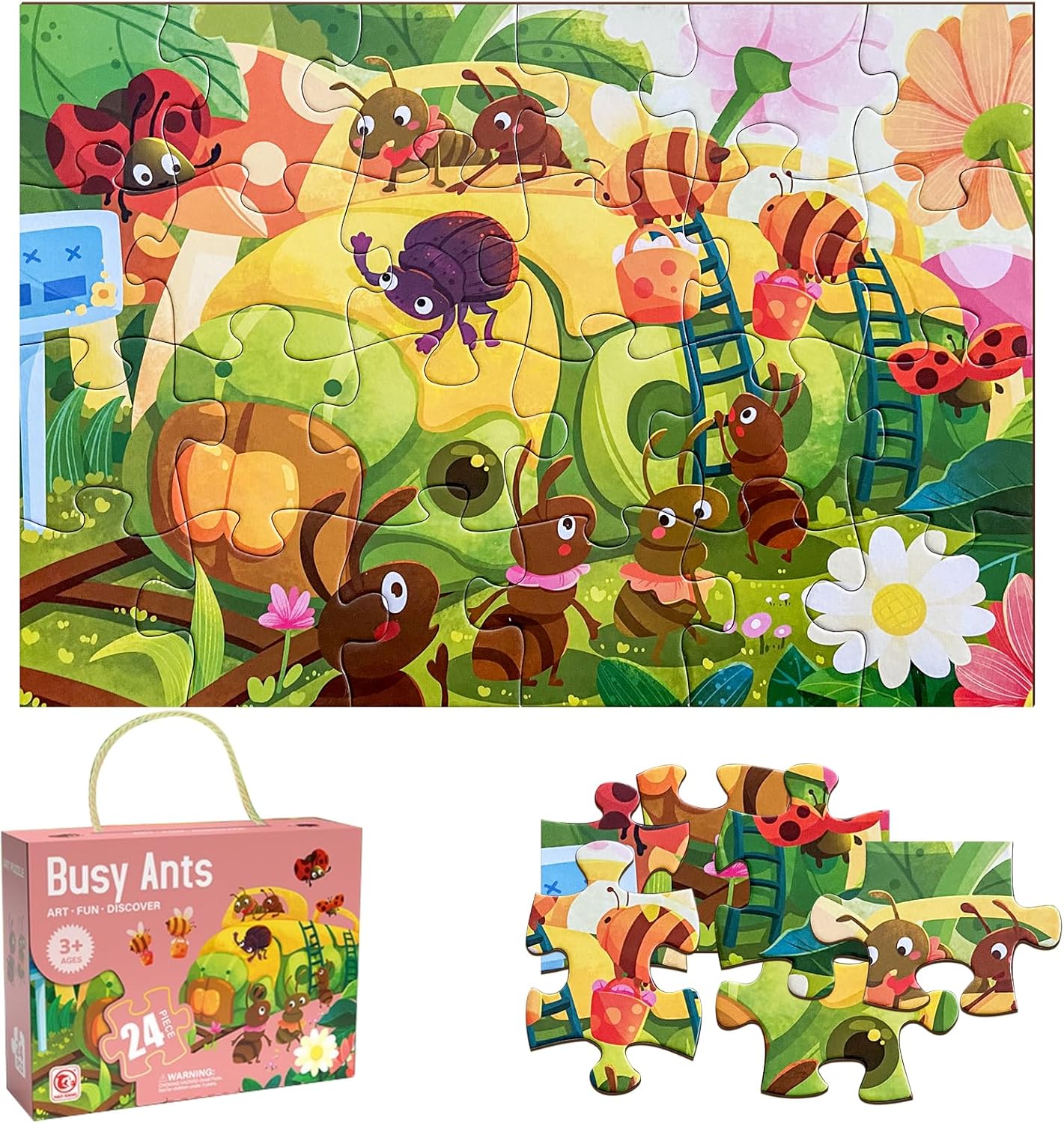 Jumbo Floor Puzzle for Kids, Large Jigsaw Puzzles 24 Piece for Kids Ages 3-5,Preschool Learning & Education Toys, Gifts for 4-8 Year Old Boys and Girls (Jungle Animals)