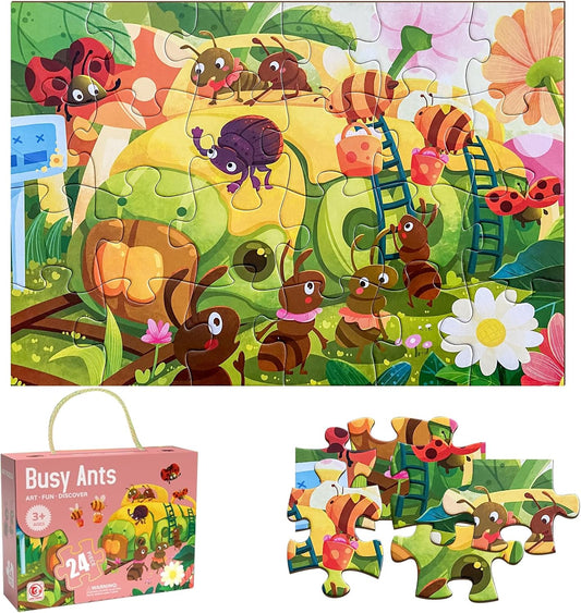 Jumbo Floor Puzzle for Kids, Large Jigsaw Puzzles 24 Piece for Kids Ages 3-5,Preschool Learning & Education Toys, Gifts for 4-8 Year Old Boys and Girls (Jungle Animals)