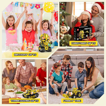 5-in-1 Remote Control STEM Robot Building Kit with LED Light – Transformable Models, Eco-Friendly Rechargeable, App-Controlled, Engineering Toy for Kids 6+ (673PCS)
