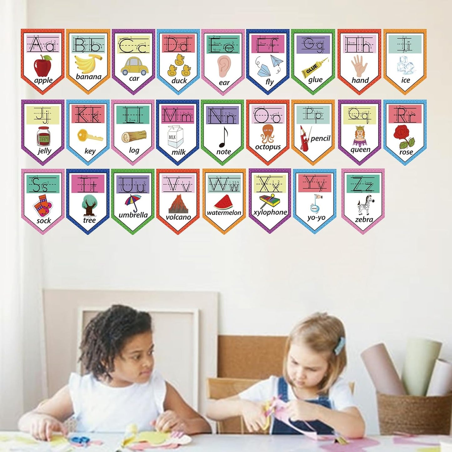 48 Pieces Cursive Alphabet and Number Back to School Bulletin Board Set, Cursive Letter Formation Cards, Early Learning Posters Cards for Kindergarten Primary Classroom Wall Décor(Cursive Style)