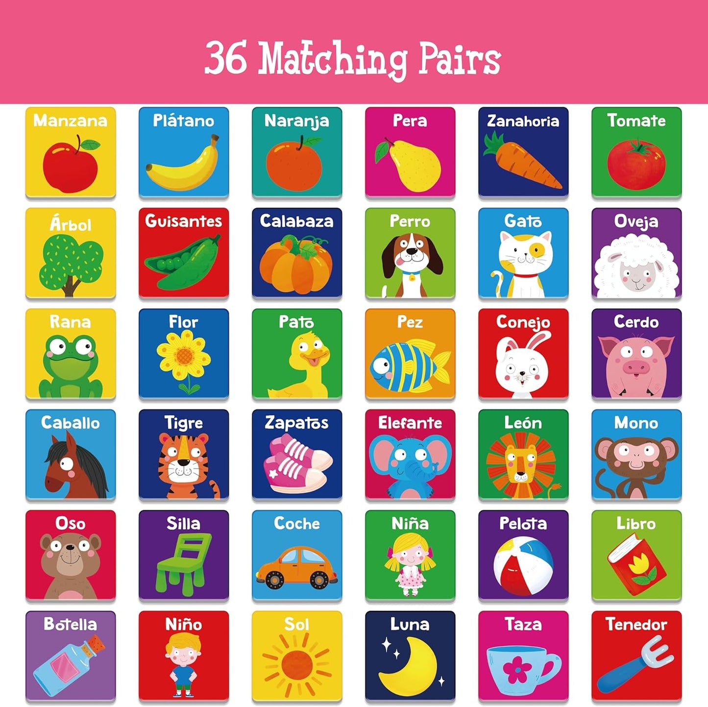 Hebayy 72 PCS Memory Matching Game, Real Animal Matching Cards for Toddlers 36 Pairs Memory Cards for Preschool 4 5 6 Years Old