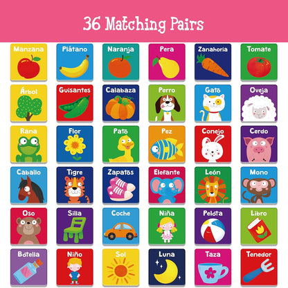 Hebayy 72 PCS Memory Matching Game, Real Animal Matching Cards for Toddlers 36 Pairs Memory Cards for Preschool 4 5 6 Years Old