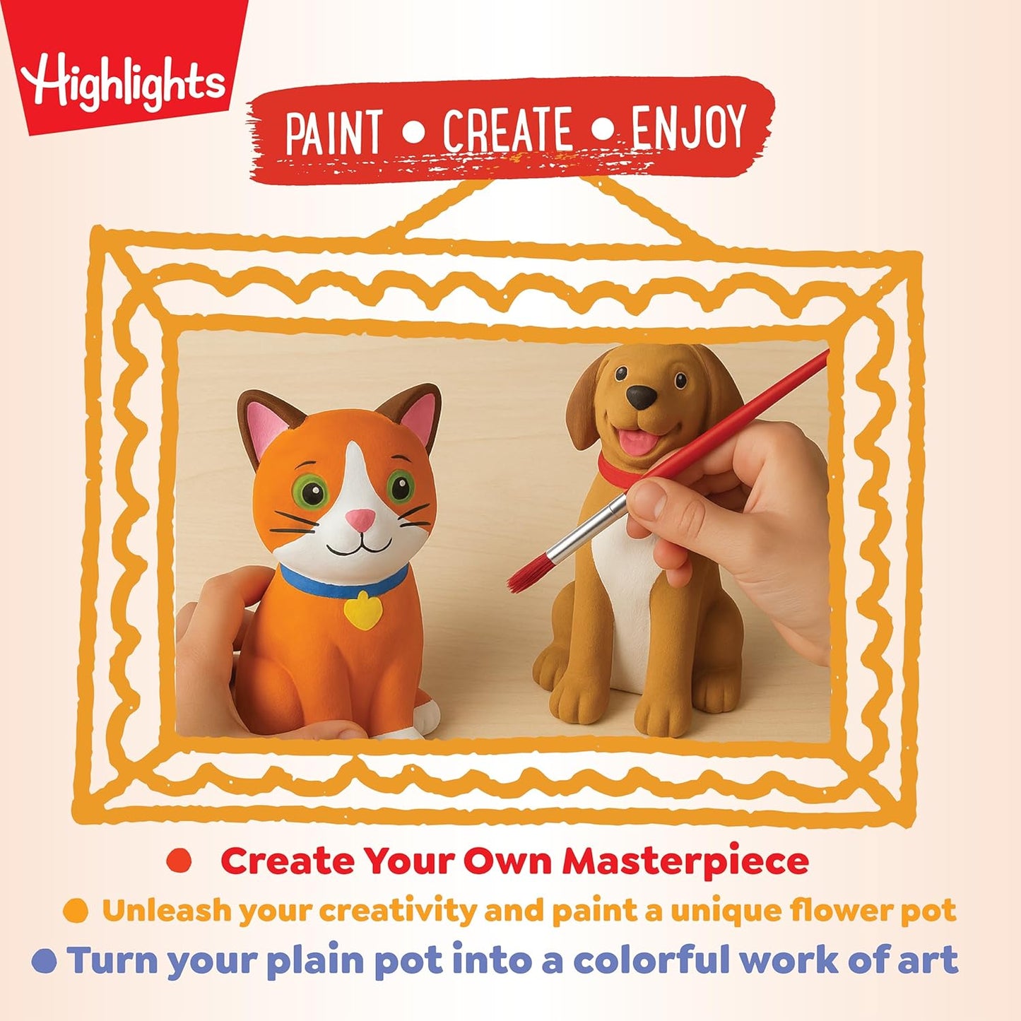 Highlights Paint Your Own Plaster Figurine & Activity Kits – DIY Art Sets with Figurines, Paints, Brush & Bonus Activities – Multiple Themes – Ages 6+