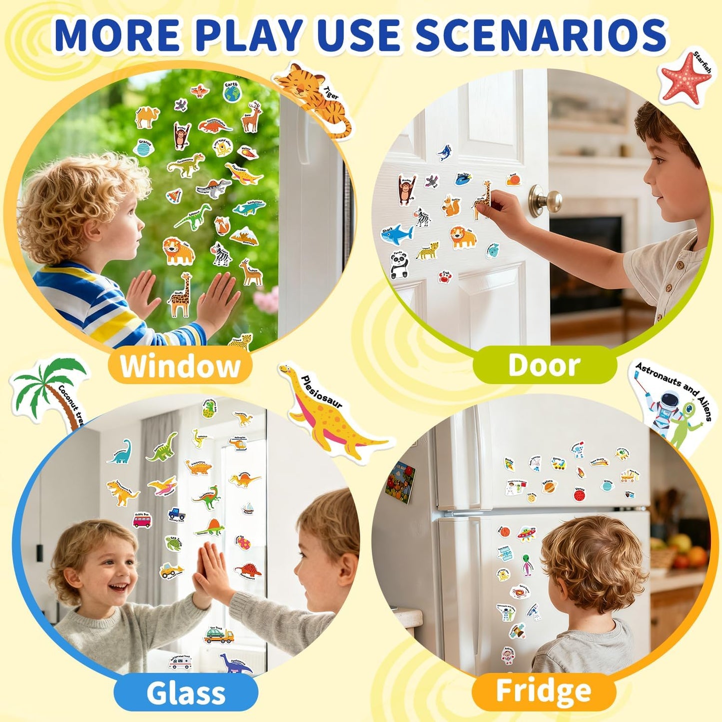 6 Sets Reusable Sticker Book for Toddlers 3-6, Jelly Sticker Books for Toddler, Travel Sticker Activity Toys for Kids 3 4 5 6 Years Old Girls & Boys