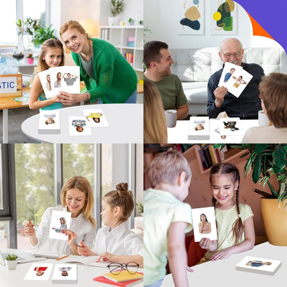 50 Verb Flashcards, Picture & Word Cards Action Language Builder Visual Aid Language Learning Tool for Autism, ESL Teaching Materials for Adults, Non-Verbal Children Vocabulary Builder for Kids