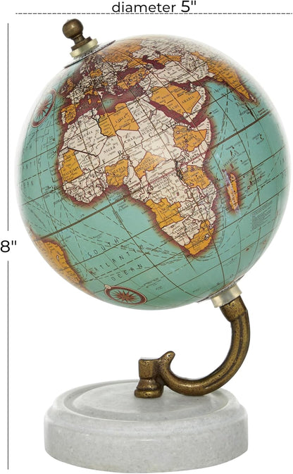 Deco 79 Marble Globe with Marble Base, 5' x 5' x 8', Teal