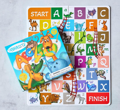 ABC Zoo Chutes and Ladders Board Game, Language Development Toy, Alphabet Learning Activity for Kids Ages 4+ Players 2-4