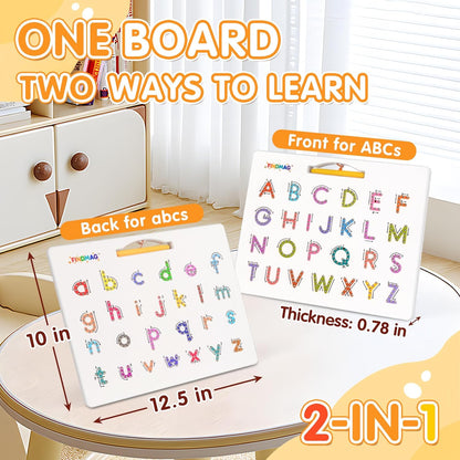 FINDMAG Magnetic Letter Board, Dual Sided ABC Education Board Writing Practice for Toddler, Erasable Educational Tool for Kids, Reusable Learning Toys, Back to School Supplies Road Trip Essentials