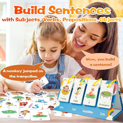 Flipping Calendar Set for Kids 3-10 - Learning Pocket Chart, Sentence Building Flash Cards, Kids Puzzle Games for Homeschool Classroom, Educational Gifts for Boys Girls (Sentence Building)
