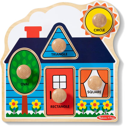 Melissa & Doug Pet Animals Jumbo Knob Puzzle, Wooden Peg Puzzle for Toddlers, Educational Toy for Shape Recognition and Fine Motor Skills, Ages 1+