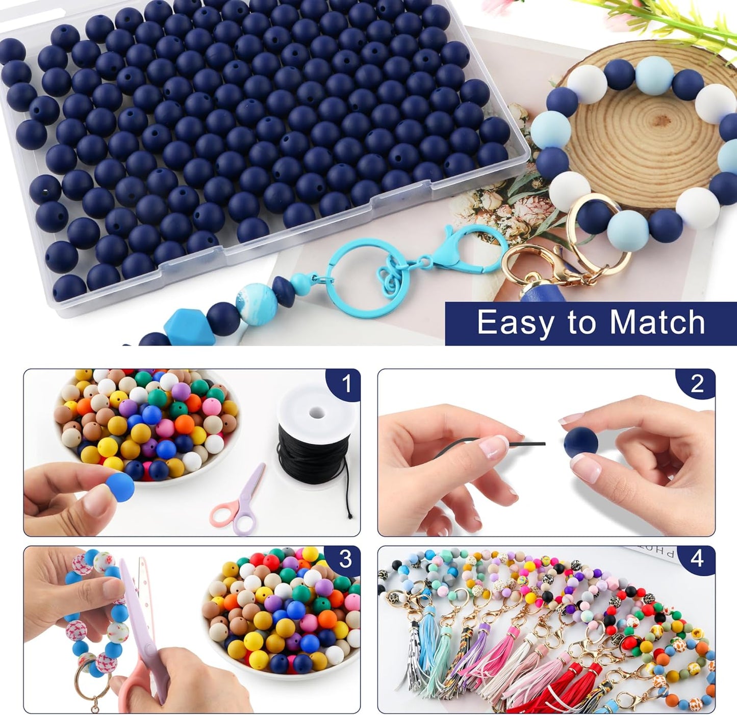 65Pcs 19mm Silicone Beads for Keychain Making Bracelet Necklace, Bulk Round Silicone Beads for Pens（Christmas Green） - Colors A