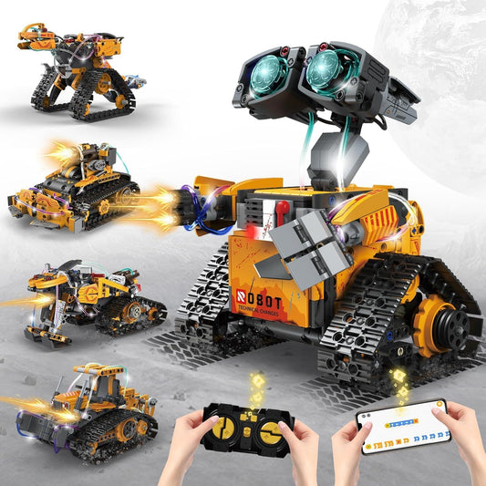 5 in 1 STEM Robot Building Kit, 673 Piece APP/Remote Control Mech RC Robotics for Kids Ages 8-12, Educational Science Kit Coding Robots Toy Building Set, Birthday Gifts for Boys Age 8-14+