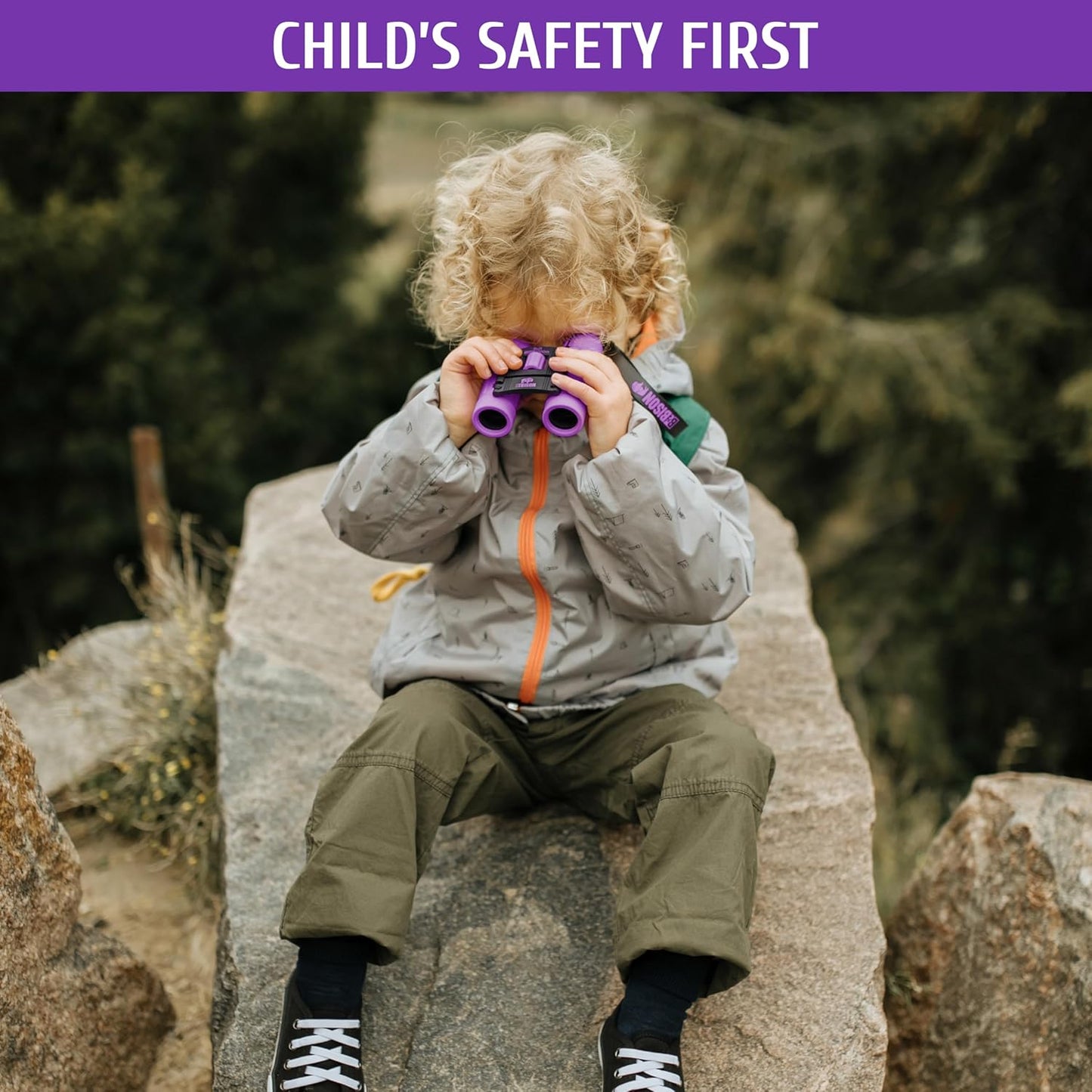 BeBison Binoculars for Kids - 8x21 High Resolution Real Optics - Compact Folding Shockproof Kids Binoculars for Bird Watching - Spy Games - Outdoor Play for Boys and Girl