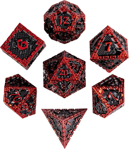 UDIXI Steampunk Metal Dice Set, 7 Die Polyhedral DND Dice Set for D&D Role Playing Game and Math Teaching (Ancient Copper)