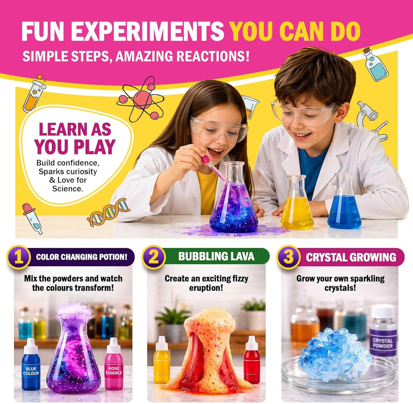 Jim&Gloria Science Kits for Kids Age 5-7 8-12 Year Old Birthday Gifts for Girls Boys, Learning & Educational Toys, Stem Toys, Chemistry Set, Science Experiments for Kids Volcano Projects