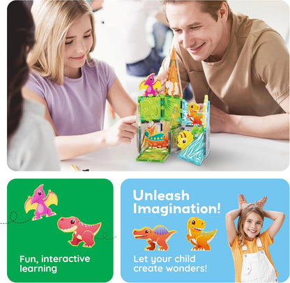 PicassoTiles Magnetic Tiles Magnet Tile Building Blocks Marine Animal World Themed Set with 8 Ocean Character Action Figures STEM Learning Toy Construction Toddlers Boys Girls Ages 3+ PTQ25