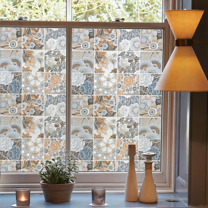 DKTIE Wooden Blinds Pattern Decorative Window Privacy Film, Sun Blocking Heat Control, Static Cling No Glue, with Installation Tools, Stained Glass Window Film (S531, 17.7" x 78.7")
