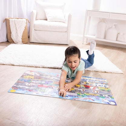 Melissa & Doug Traffic Jam, City Vehicle Themed Jumbo Floor Puzzle, 24-Piece Jigsaw Puzzle with Multiple Vehicles, 3 x 2 Foot Toddler Puzzles for Kids Ages 3+