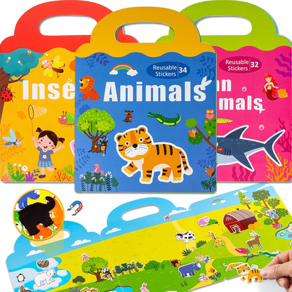 Magnetic Playset Portable Playboard, Cute Farmhouse Animal Reusable Magnets Sticker Books for Toddlers 3-5 Years, 34 PCS Refrigerator Magnets for Kids Girls Boys Perfect Preschool Learning Travel Toy