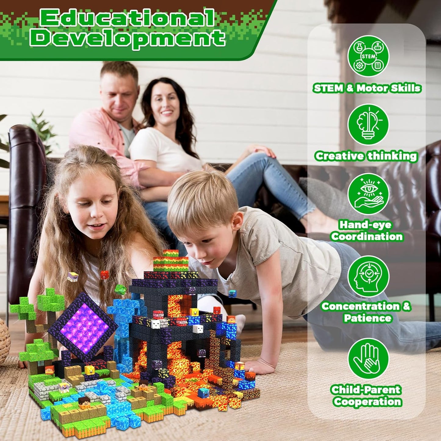 GraceDuck 300 PCS Magnetic Blocks - Magnetic Building Blocks, Stacking Magnets for Kids, Sensory Toy for STEM Montessori Sensory Toys for Kids 3+ Boys and Girls Christmas Birthday Gifts