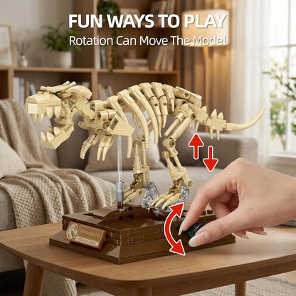 Mosasaurus Fossil Building Block Set – Mechanical Dinosaur Skeleton Model with Gear-Driven Movement and Display Base