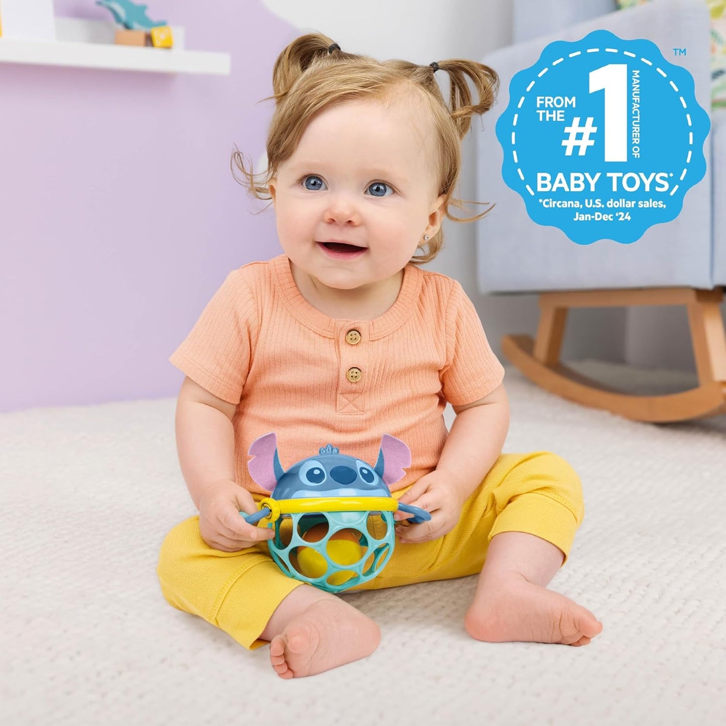 Bright Starts Oball Musical Toy, Jingle & Shake Pal, BPA-Free Easy-Grasp Baby Rattle Toy, Ages Newborn+