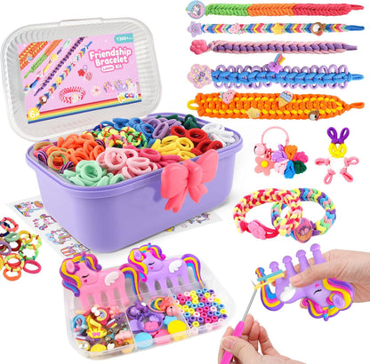 Nicella Bracelet Making Kit Gifts for Girls Ages 8-12, Weaving Loom Kit Toys, 1300+PCS Kids DIY Craft Kits with 2 Weaving Comb, Easter Gifts for Girls 6 7 8 9 10 11 12 Year Old