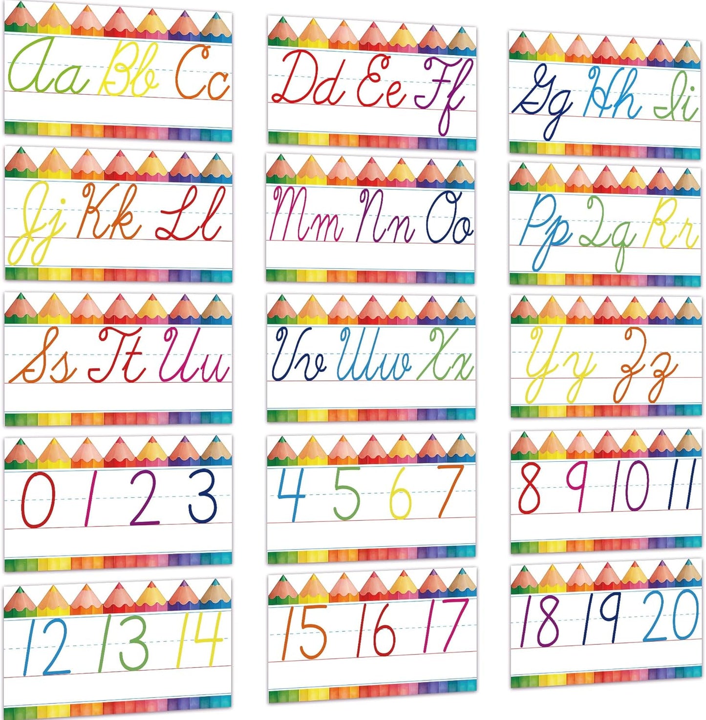 Alphabet for Classroom Wall - 15 PCS Crayon ABC Manuscript Alphabet Line for Classroom Wall Alphabet Bulletin Board Set for Pre School Elementary Classroom Homeschool, Playroom Bedroom Decorations