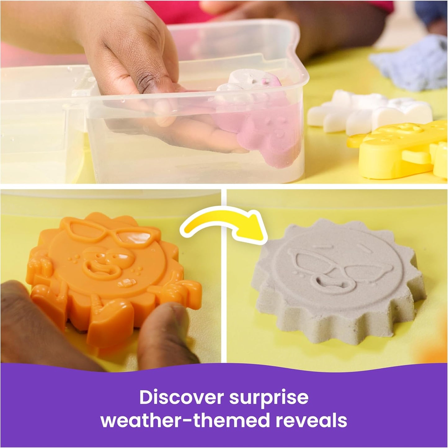 Kinetic Sand, Splash Starter Case with 6oz Color-Change Play Sand, 3 Tools & Molds, Reusable Storage, Sensory Toys, Holiday Gifts & Stocking Stuffers for Kids Ages 3 and up