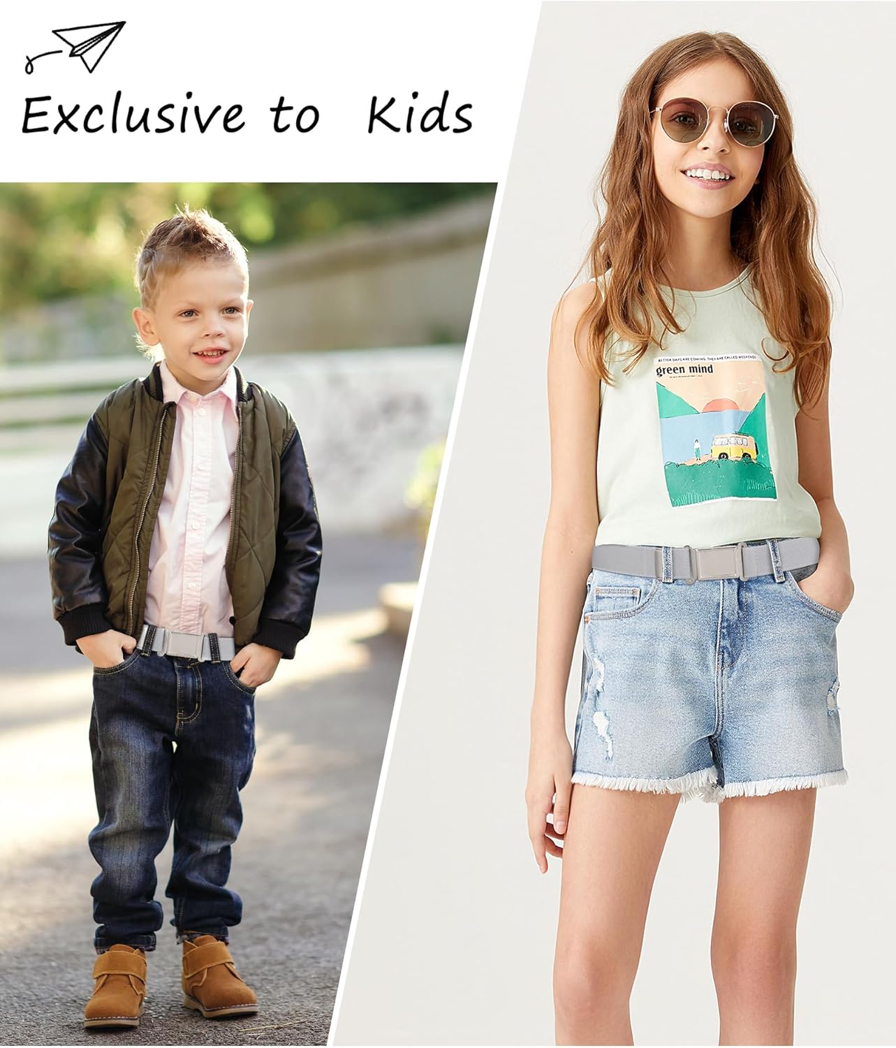 AWAYTR 3 PCS Kids Adjustable Magnetic Belts - Easy to Use Magnetic Buckle Belt for Boys and Girls