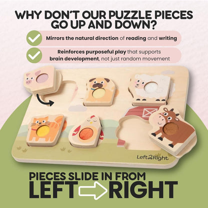 LEFT2RIGHT Wooden Puzzle for Toddlers 1-3 | Montessori Puzzle for 2 Year Old | Best Educational Puzzle for Motor Skills & Sensory Learning | Wooden Peg Puzzles for Toddlers 1-3 Transportation Edition