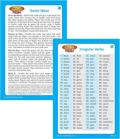 Super Duper Publications | Irregular Verbs in Sentences Photo Fun Deck Flash Cards | Educational Learning Resource for Children