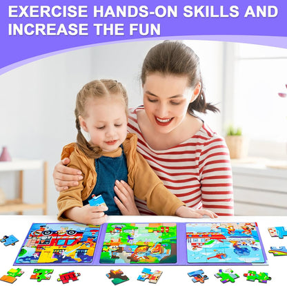 Magnetic Puzzles for Toddlers 1-3, Cartoon Mermaid Magnet 3 in 1 Jigsaw Puzzle, Kids Travel Puzzles Toys, Preschool Learning Toy for Kids 1-8 Year (Mermaid)