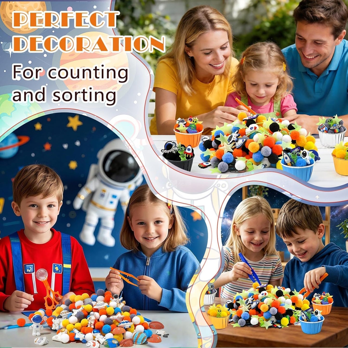 270 Pcs Numbers and Letters Sensory Bin Items Back to School Counting Sorting Sensory Bin Filler Fine Motor Numbers and Letters Geometric Figure Counts for Easter Spring Summer Sorting
