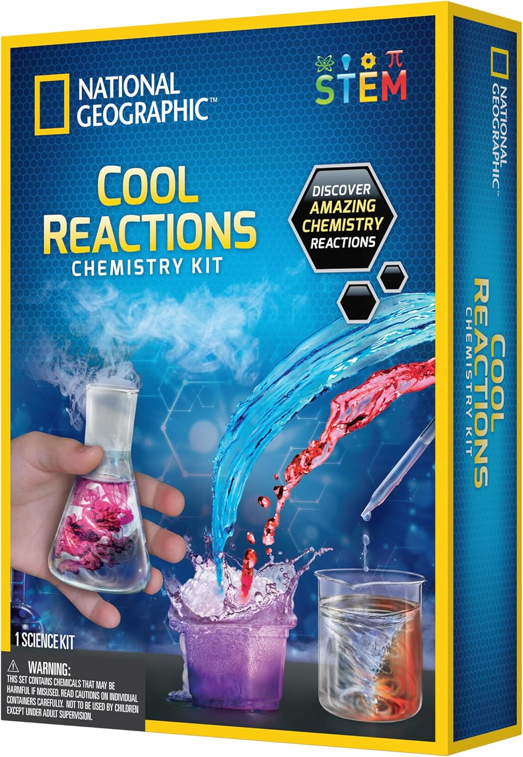 National Geographic Chemistry Set - Cool Reactions Educational Science Kits for Kids Age 8+ with 5 Awesome Experiments | Fascinating Kids STEM Toys Chemistry Gifts for 8+ Year Old Boys and Girls