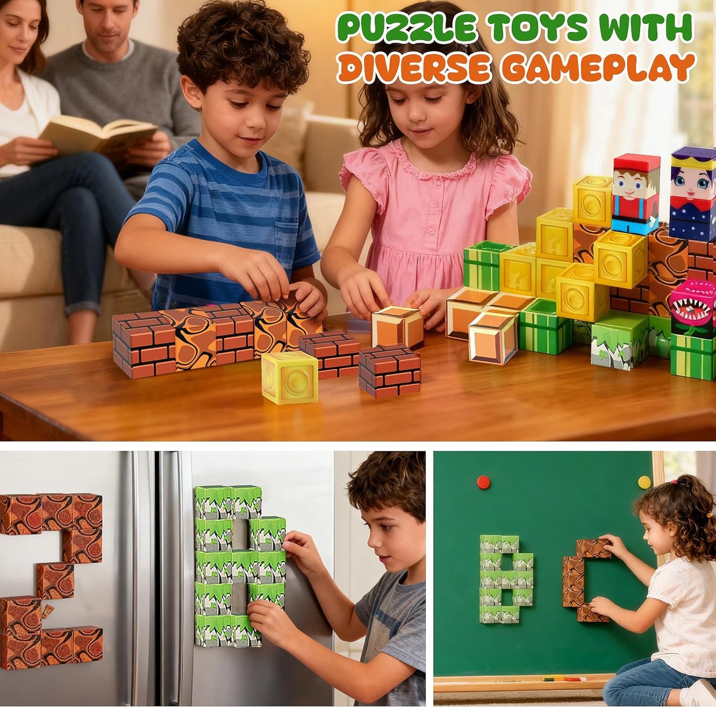 Magnetic Tiles, 70pcs Building Blocks with Storage Case, Toddler Toys Magnetic Blocks, Toys for Ages 3-5 4-8 Boys Girls,for Preschool Learning Birthday