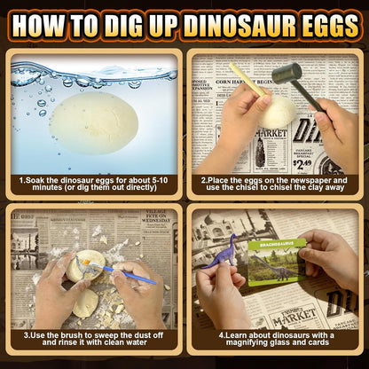 Dinosaur Eggs Toys Dig Kit, 24 Dino Eggs, Dinosaur Toy for Kids, Science STEM Dinosaur Eggs for Birthday and Easter Gift, Easter Basket Stuffers, for Boys Girls Age 3+