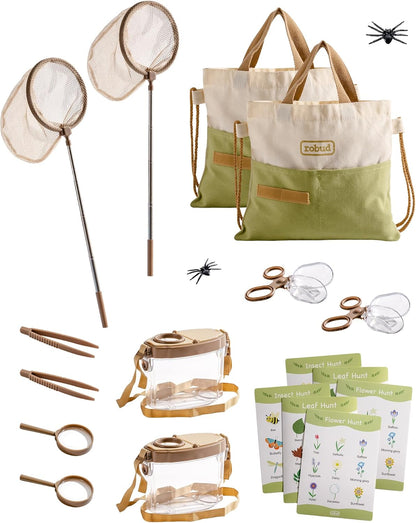 ROBUD Bug Catcher for Kids, Bug Catcher Kit with Bag Kit, Outdoor Exploration Set for Camping, Montessroi Toy for Kids Coming Closer to Nature，WRP07