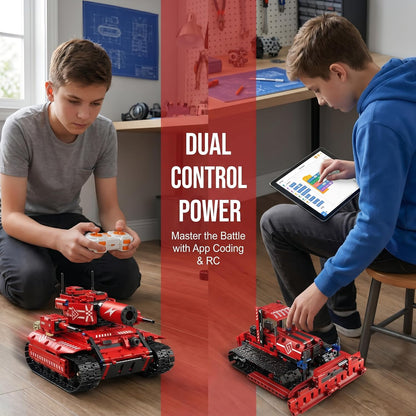 STEM Toys Robot Kit, App & Remote Control Excavator for Boys, Robotics for Kids Ages 12-16, Educational RC Bulldozer Toy, STEM Kits for Kids Age 12-14, Construction Robot Gift