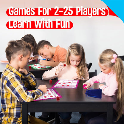 SpriteGru Multiplication & Division Bingo Game, 480 Math Problems, 2 Educational Math Board Game for Kindergarten and Preschool Kids 4-8, Perfect for Classroom & At Home (Up to 25 Players)